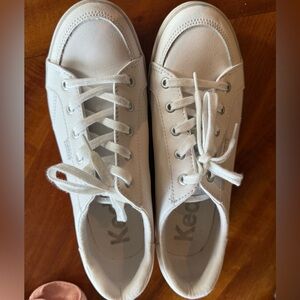 Keds White Leather Sneakers with Beige Highlights